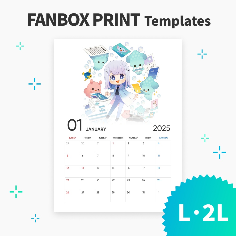 L/2L 2025 Calendar Templates【FANBOX PRINT】