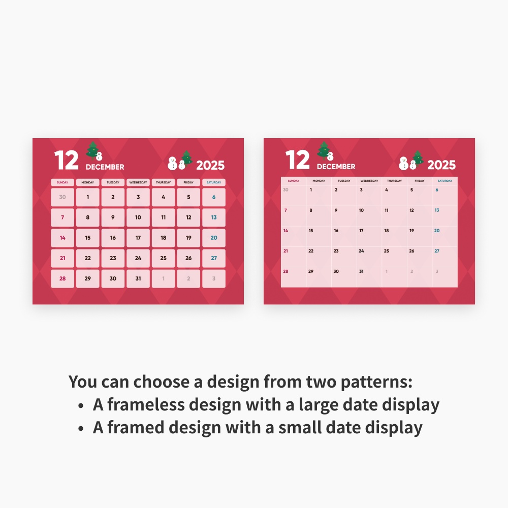 L/2L クリスマスカレンダー/Holiday Calender【FANBOXプリント】