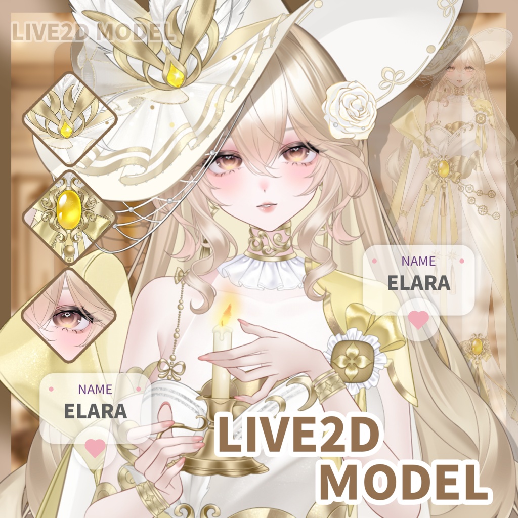 🐇【VTS】【VTuber向け】【Live2D量販モデル】🌸貴族令嬢【Elara】✨超高精細💎【価格20万円+】／前傾き／40+ボタン／飛び頭／VBリップシンク対応／厚塗り風／VTuber