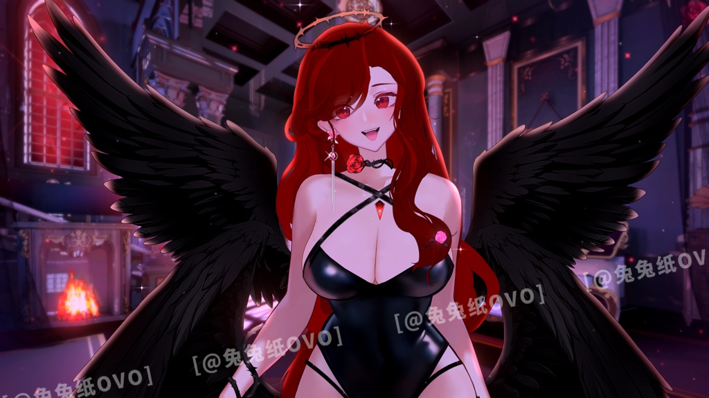 🐇【VTS】【VTuber向け】🌸「罪深き堕天使🖤/暗黒/黒天使🩸/翼/バレンタイン/精緻/厚塗り風/バーチャルYouTuber」