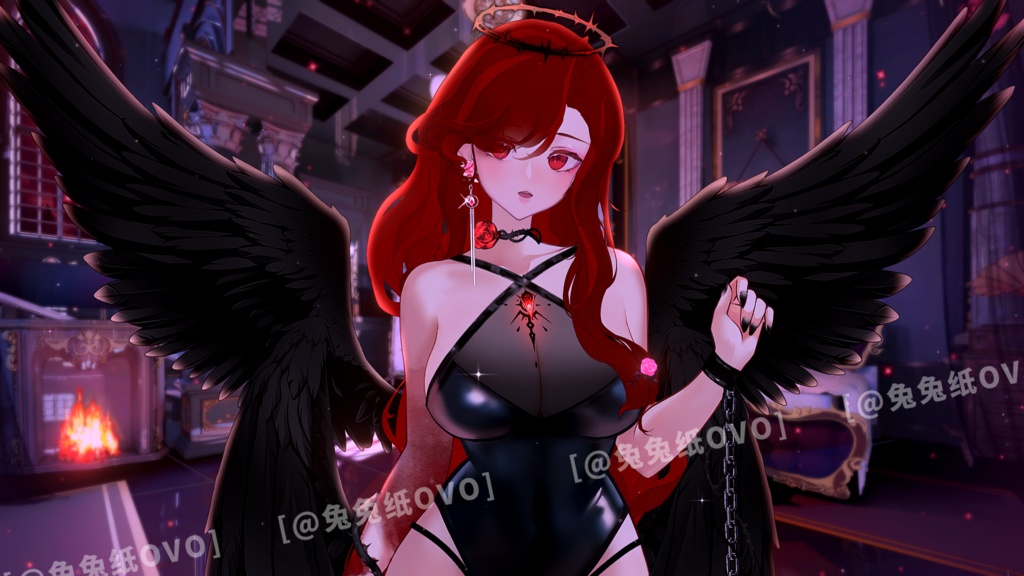 🐇【VTS】【VTuber向け】🌸「罪深き堕天使🖤/暗黒/黒天使🩸/翼/バレンタイン/精緻/厚塗り風/バーチャルYouTuber」