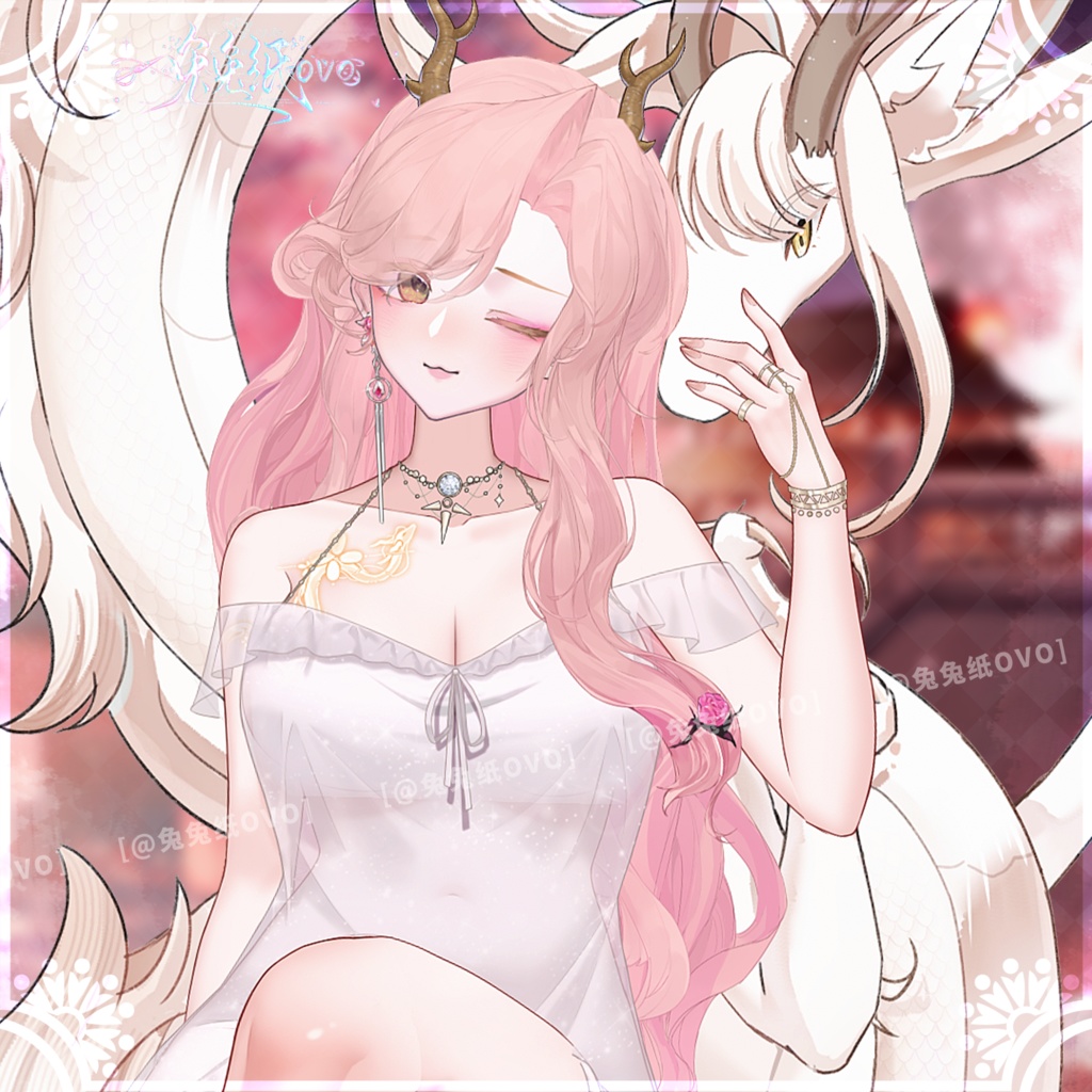 🐇【VTS】【VTuber向け】🌸優しげな龍女🐉【夢織り龍】✨冬/夏/龍/龍女/バレンタイン/繊細/厚塗り風/Vtuber