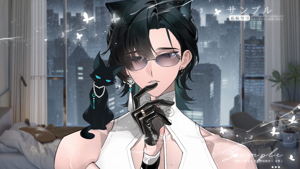 🐇【VTS】【VTuber向け眼鏡】👓超高精度スクエア眼鏡✨超高精方形眼镜【90%の皮套に対応・男女兼用】VTuber用メガネアクセサリー/スクエアメガネ/万能コーデ/高適合度
