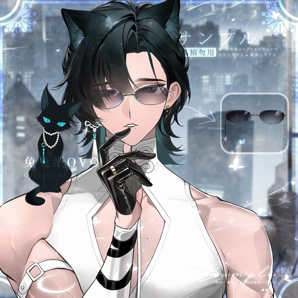 🐇【VTS】【VTuber向け眼鏡】👓超高精度スクエア眼鏡✨超高精方形眼镜【90%の皮套に対応・男女兼用】VTuber用メガネアクセサリー/スクエアメガネ/万能コーデ/高適合度