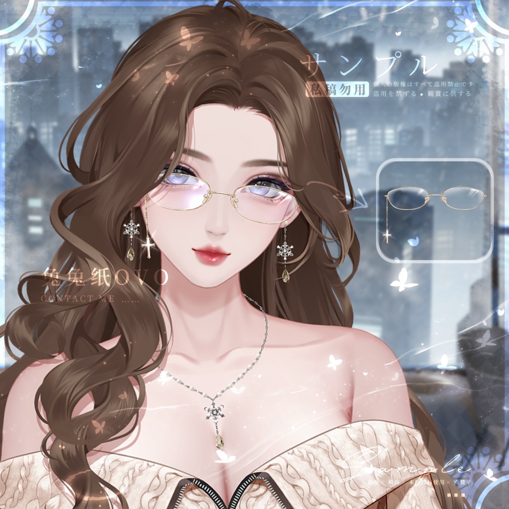 🐇【VTS】【VTuber向け眼鏡】👓超高精度スクエア眼鏡✨超高精方形眼镜【90%の皮套に対応・男女兼用】VTuber用メガネアクセサリー/スクエアメガネ/万能コーデ/高適合度