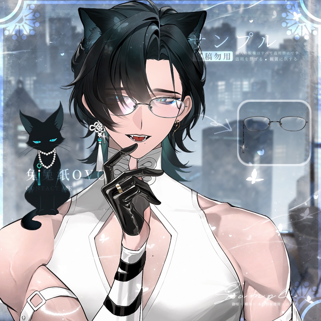 🐇【VTS】【VTuber向け眼鏡】👓超高精度スクエア眼鏡✨超高精方形眼镜【90%の皮套に対応・男女兼用】VTuber用メガネアクセサリー/スクエアメガネ/万能コーデ/高適合度