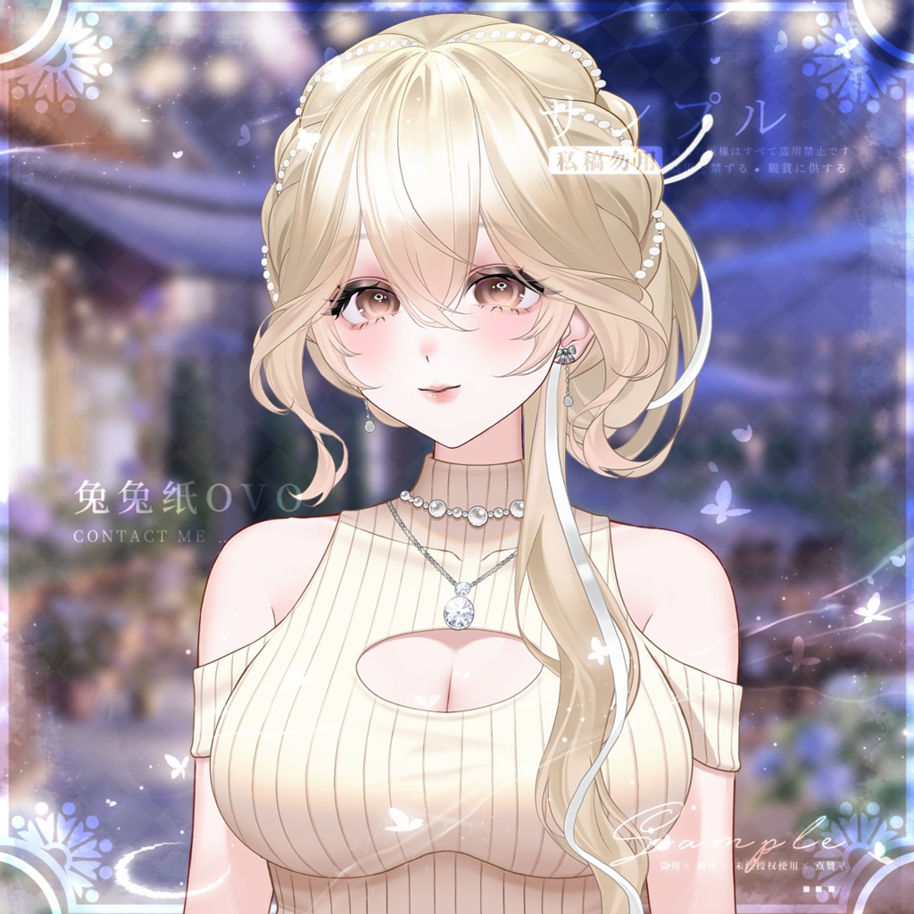 🐇【VTS】【VTuber向け】⚪お嬢様風サマーニット&ミニスカート💎/2色展開/日常風/高精度/夏/バレンタイン/着回し抜群/厚塗り風/VTuber