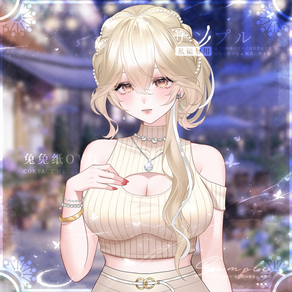 🐇【VTS】【VTuber向け】⚪お嬢様風サマーニット&ミニスカート💎/2色展開/日常風/高精度/夏/バレンタイン/着回し抜群/厚塗り風/VTuber