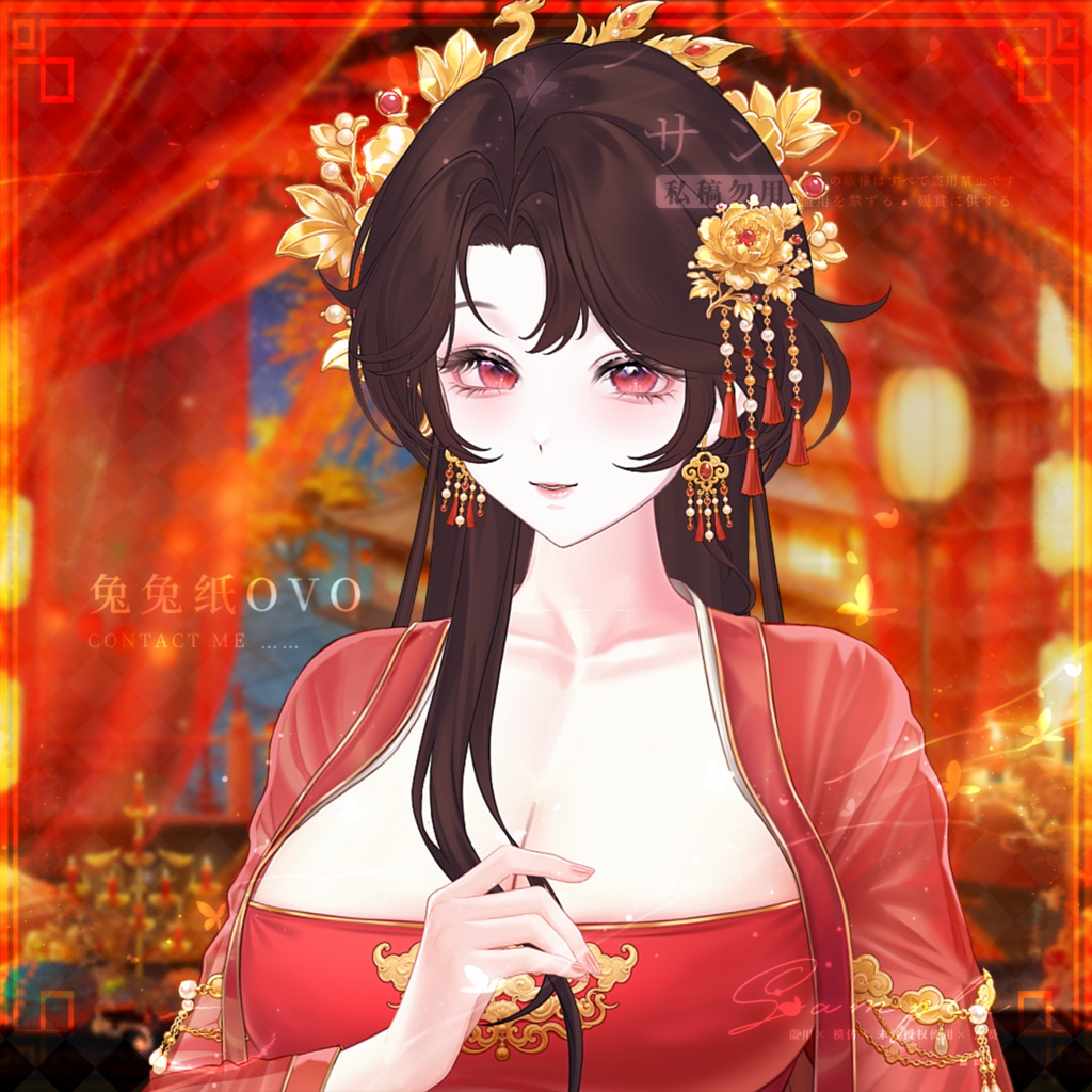 🐇【VTS】【VTuber向け】❤️🔥【立ち絵レベル】十里紅粧花嫁衣装💕/中華風/花嫁/高精細/七夕/バレンタイン/精緻/厚塗り風/VTuber