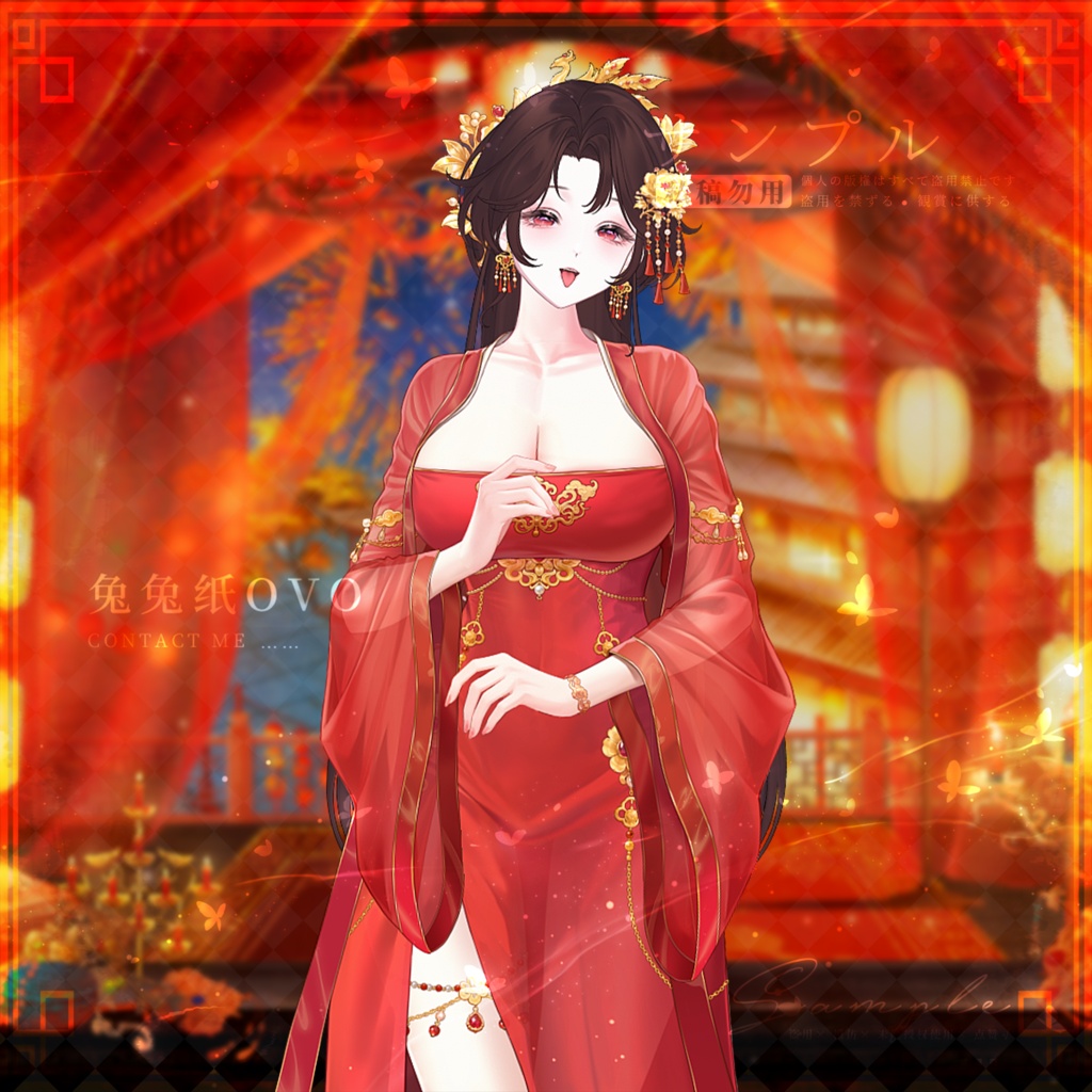 🐇【VTS】【VTuber向け】❤️🔥【立ち絵レベル】十里紅粧花嫁衣装💕/中華風/花嫁/高精細/七夕/バレンタイン/精緻/厚塗り風/VTuber