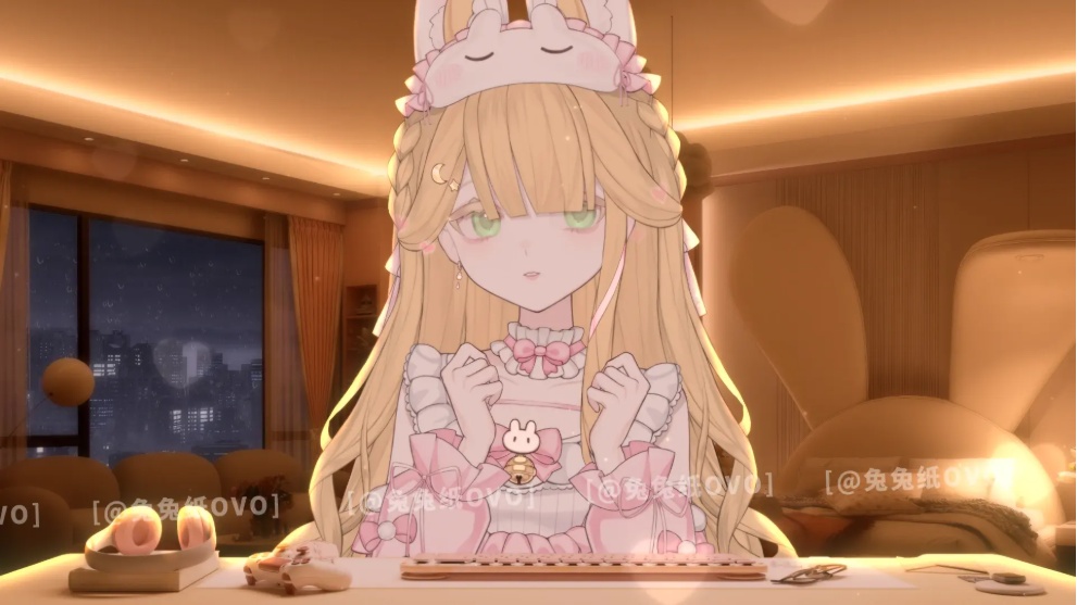 🐇【VTS】【VTuber向け】【Live2D量販モデル】🌸🐰超かわいい純白萌えうさぎ【米儿🎀】/前傾(ぜんけい)/平塗り(ひらぬり)/フローティングヘッド/VB(VBridger)対応口形状/VTuber用モデル