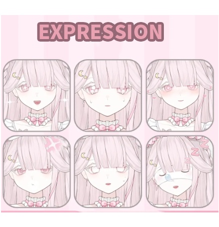 🐇【VTS】【VTuber向け】【Live2D量販モデル】🌸🐰超かわいい純白萌えうさぎ【米儿🎀】/前傾(ぜんけい)/平塗り(ひらぬり)/フローティングヘッド/VB(VBridger)対応口形状/VTuber用モデル