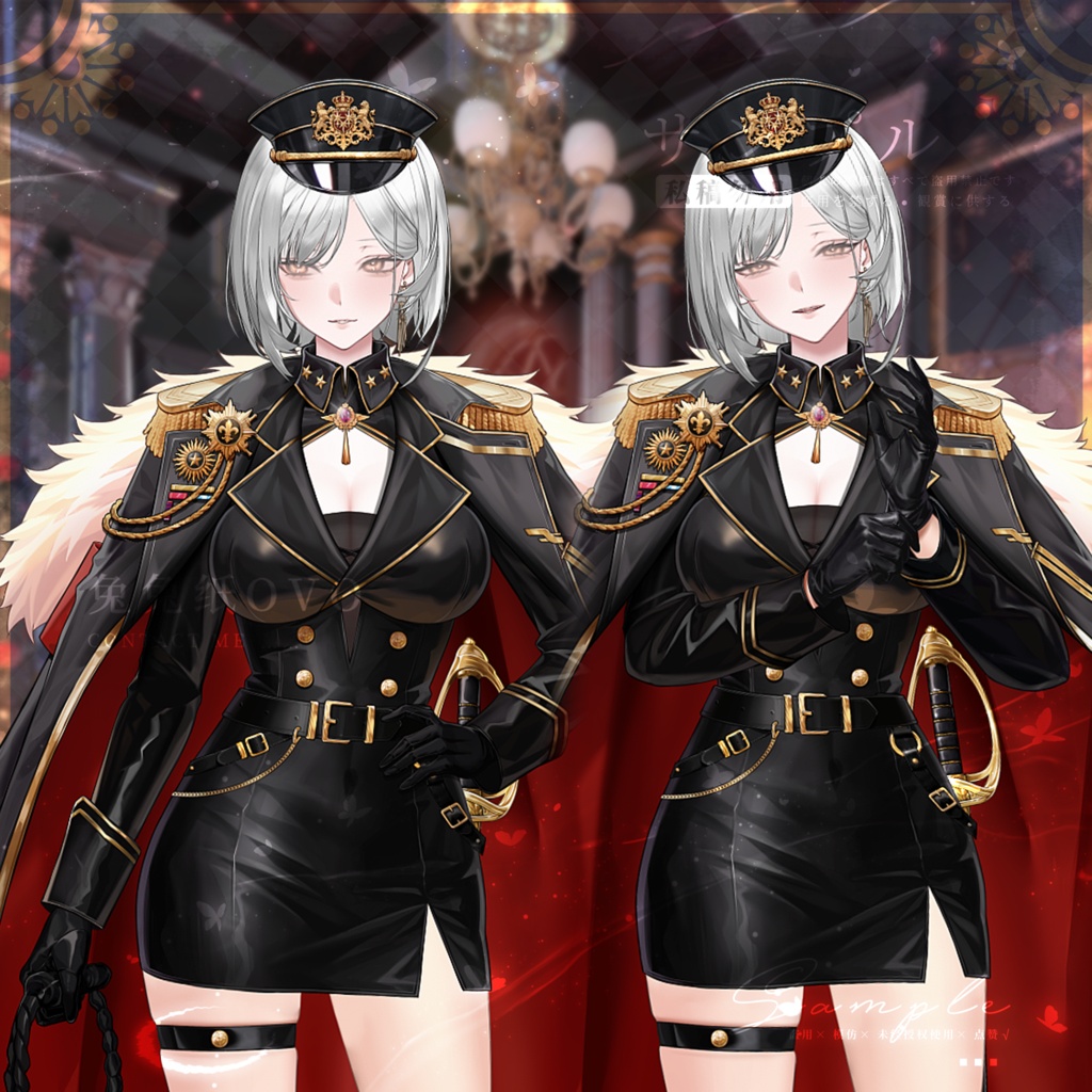 🐇【VTS】【VTuber向け】☀️【立ち絵級】帝曜統帥長官服🦁/ハロウィン/軍官/高精細/軍閥/バレンタイン/精緻/厚塗り風/VTuber