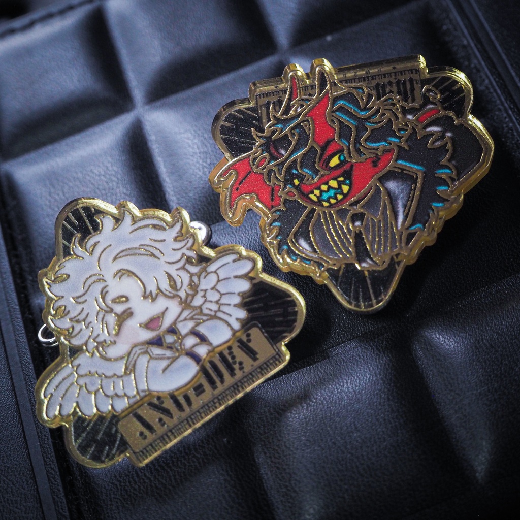【悪魔リーマン・天使リーマン】 ピンバッジ風アクリルバッジ【受注生産】
