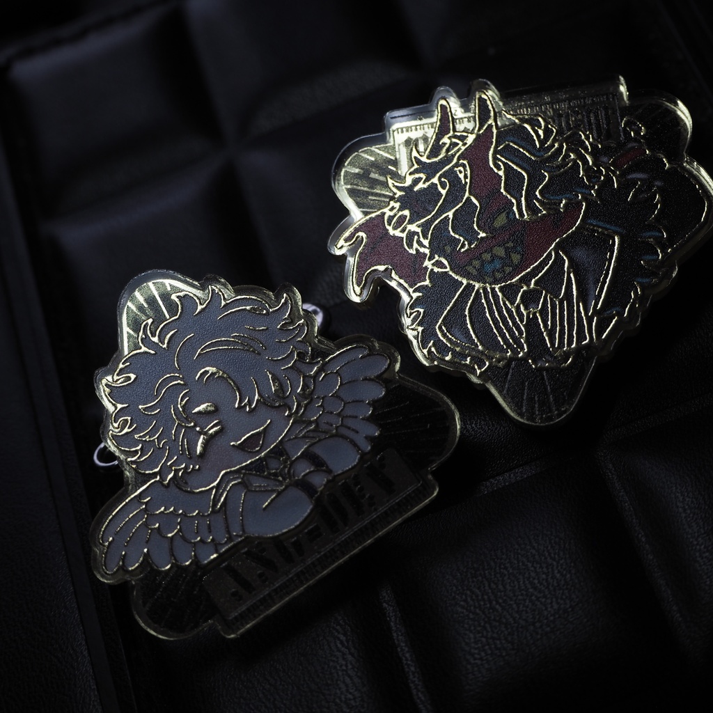 【悪魔リーマン・天使リーマン】 ピンバッジ風アクリルバッジ【受注生産】