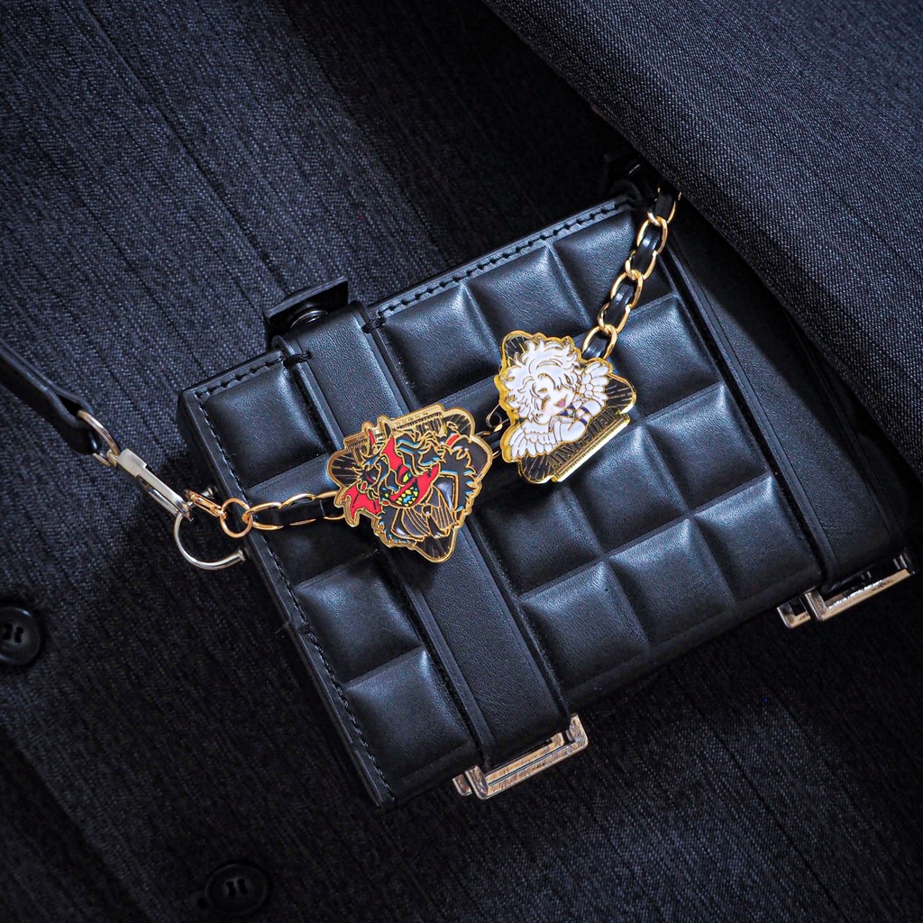 【悪魔リーマン・天使リーマン】 ピンバッジ風アクリルバッジ【受注生産】