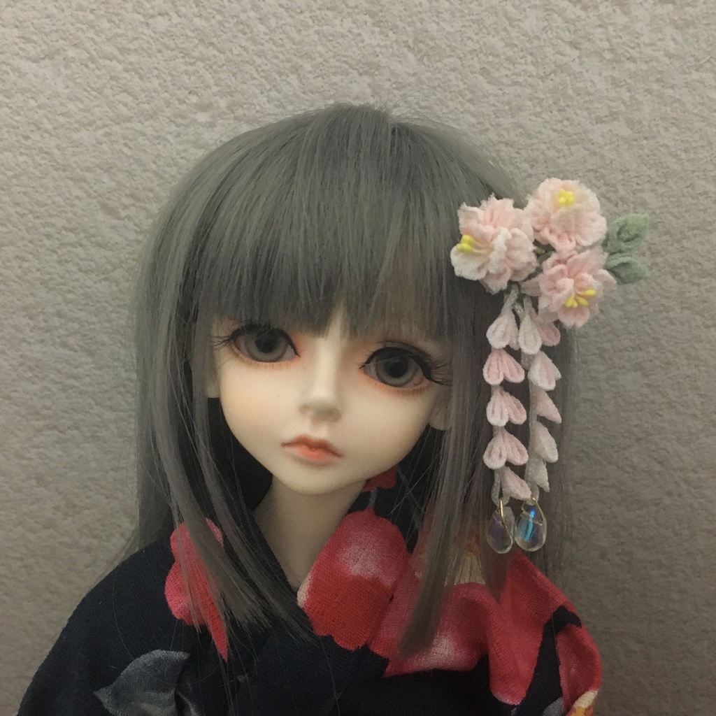 つまみ細工 受注制作【八重桜】ドール 髪飾り かんざし