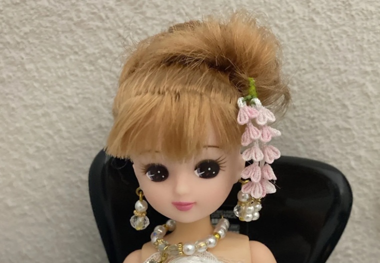 つまみ細工 受注販売 リカちゃんサイズ【藤下がり】ミニチュア ドール