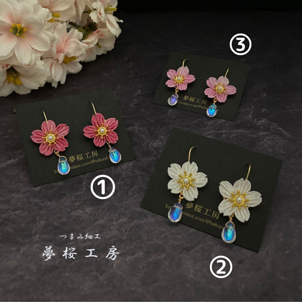 «新作・人気商品 »つまみ細工 桜ゆらゆらピアス *普段使い*cherryblossom *Pierced earrings* Japanese Traditional Crafts *