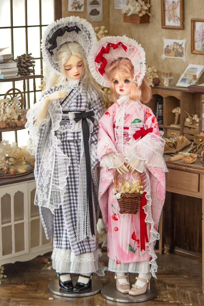 MDD MSD SDM着物風 レース和装 8点セット『東京ロマン譚-白』（1/4ドール)