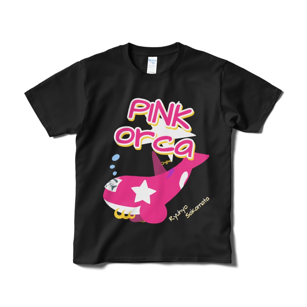 Tシャツ黒【PINK☆ORCA】
