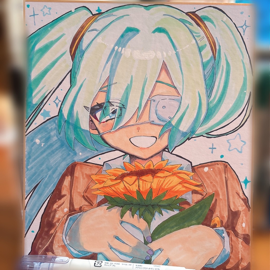 【手描き色紙】初音ミク