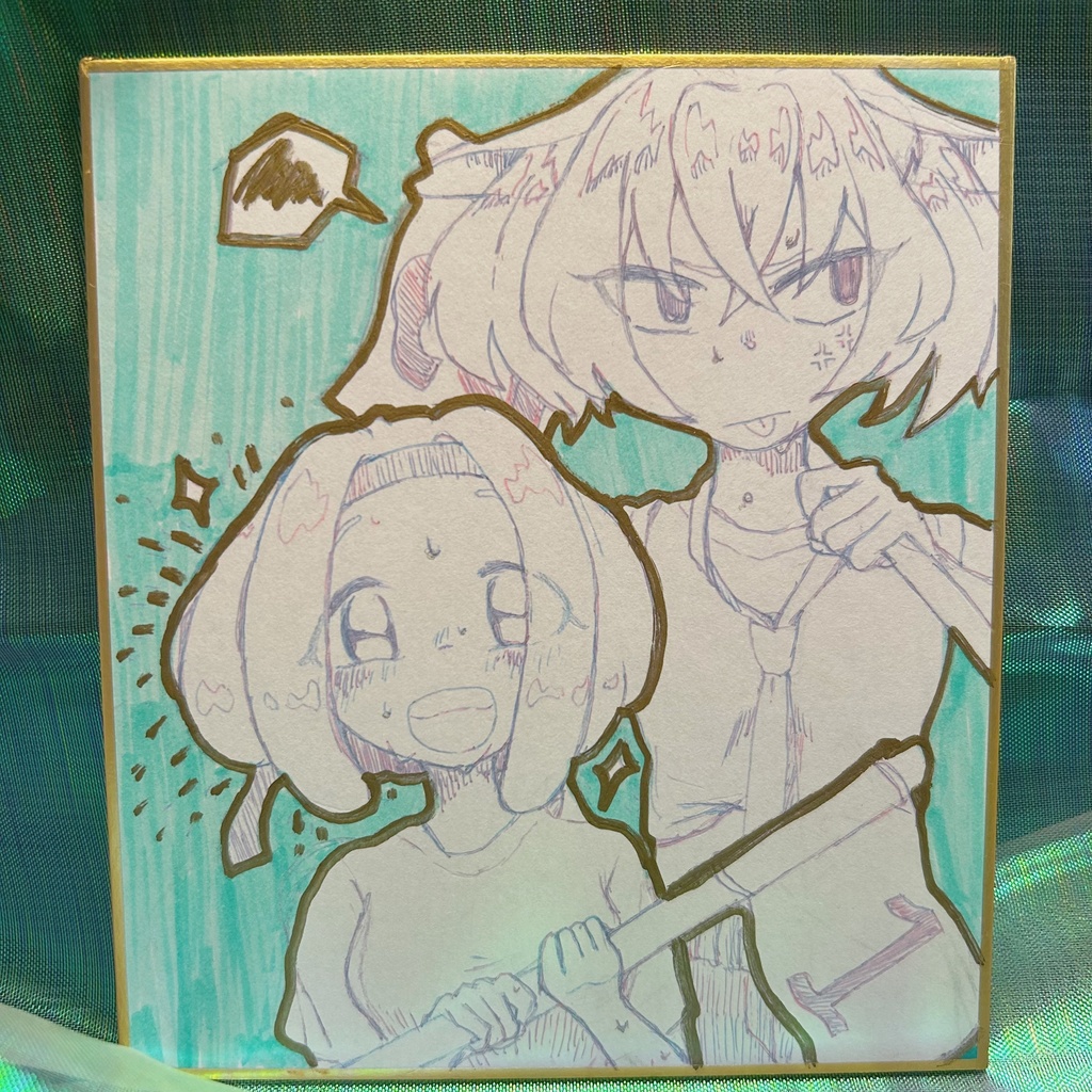 【オリジナル】うさぎとかめ色紙