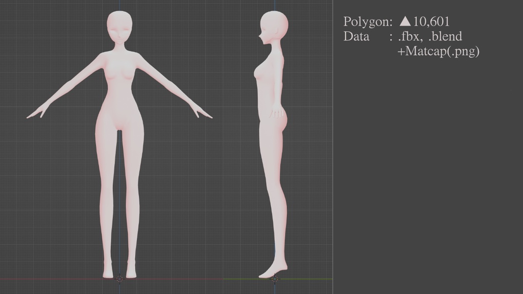 3Dモデル_女性素体 ( 3D Model: female body )