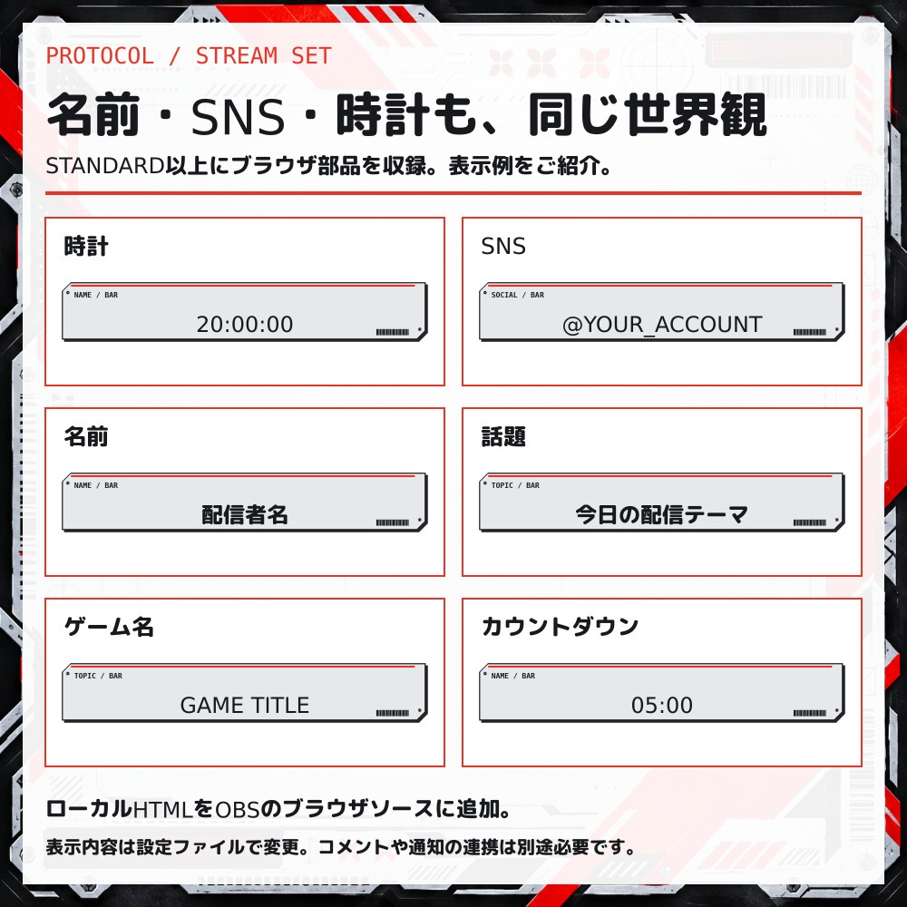 LIVE PROTOCOL|動くデジタルUI配信素材セット|OBS