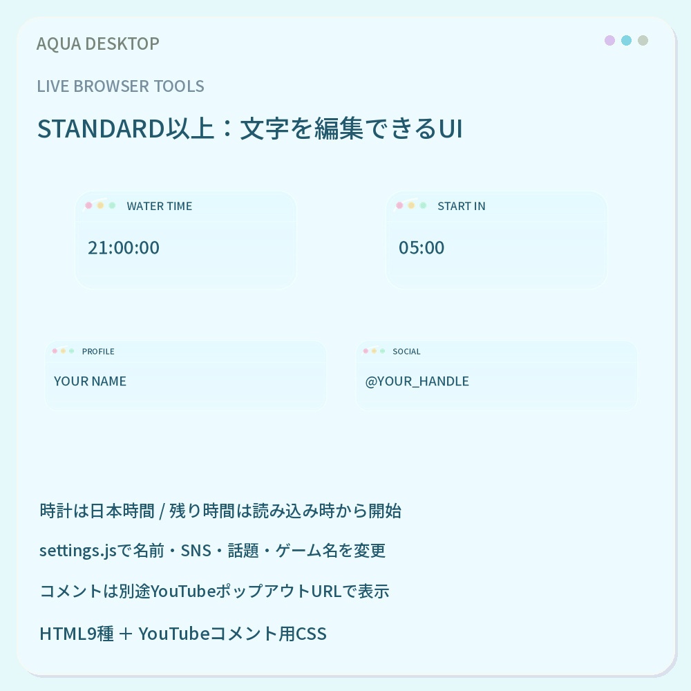 【動く配信画面】AQUA DESKTOP|金魚と水中デスクトップ・OBS配信セット