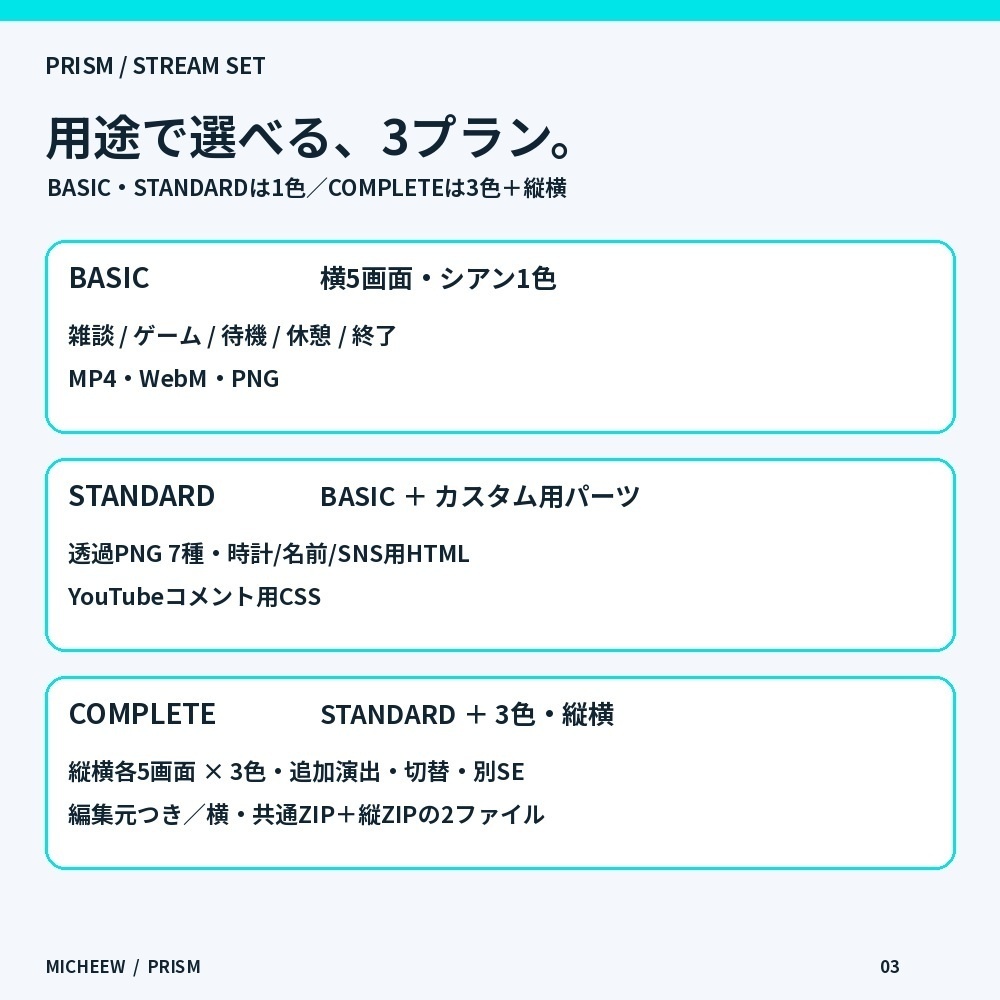 【動く配信画面】PRISM|シャボン玉・透明感の配信素材セット|VTuber・雑談・ゲーム|COMPLETEは3色&縦横