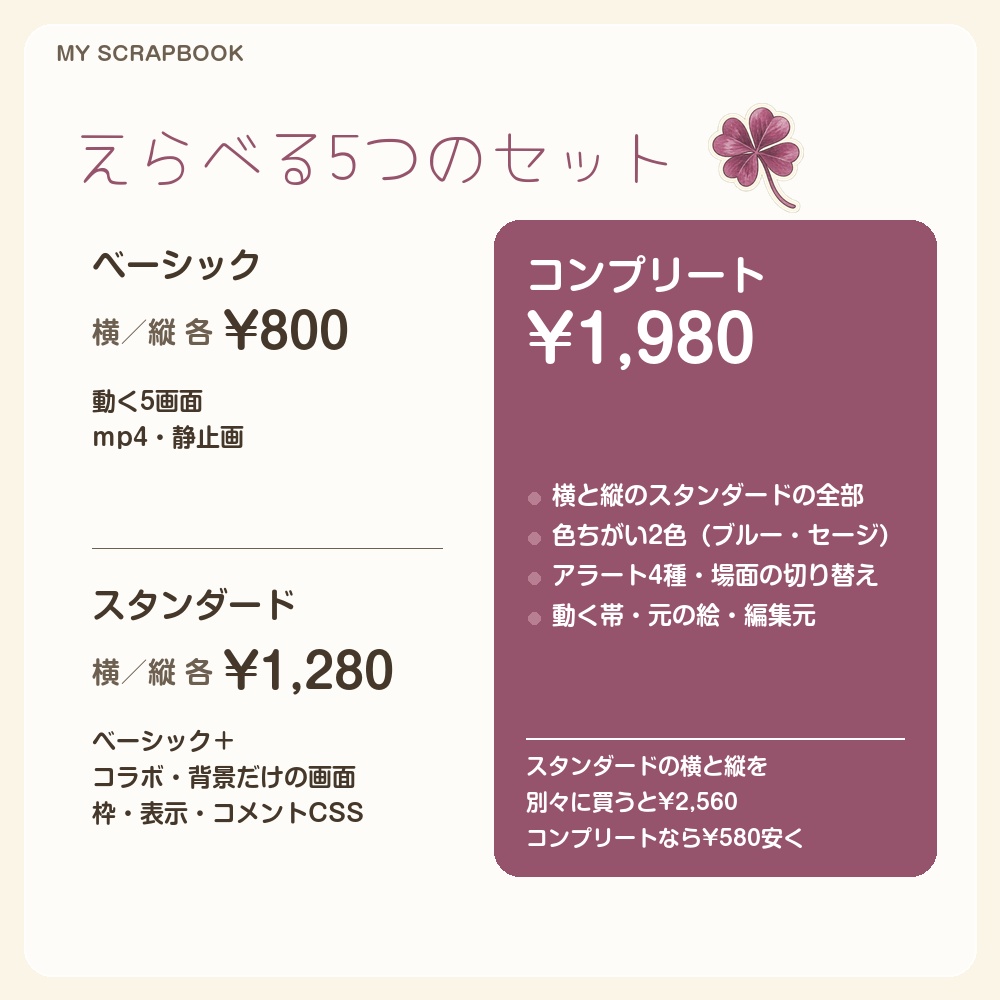 【動く配信画面】シールとギンガムの手帳コラージュ MY SCRAPBOOK 待機・雑談・ゲーム・離席・終了|横・縦えらべる5セット|コンプリートはアラート・切り替えつき