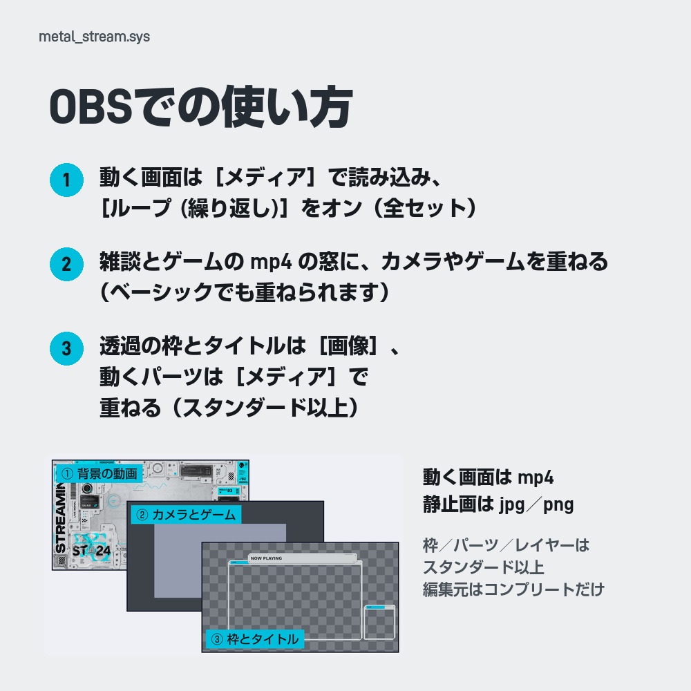 【動く配信画面】銀の金属パネルと動くデジタル表示 METAL STREAM 待機・雑談・ゲーム・離席・終了|横・縦えらべる5セット