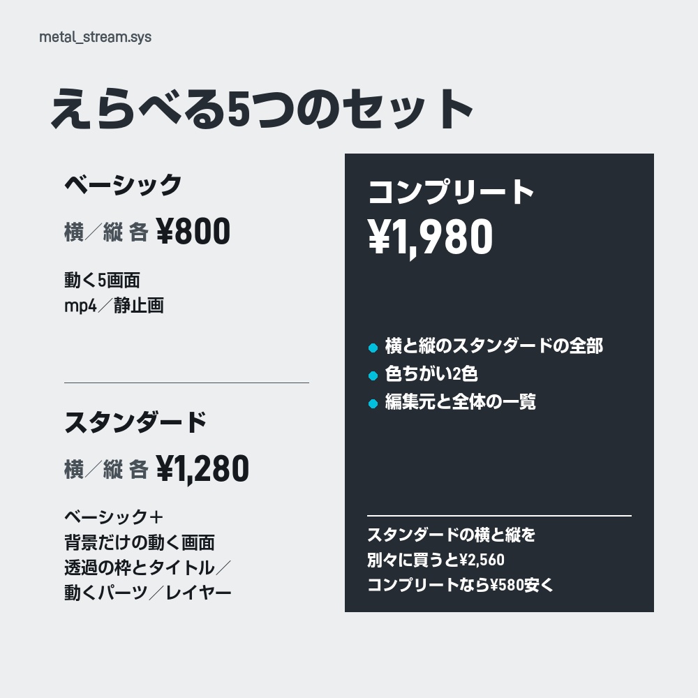【動く配信画面】銀の金属パネルと動くデジタル表示 METAL STREAM 待機・雑談・ゲーム・離席・終了|横・縦えらべる5セット