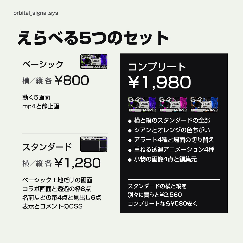 【動く配信画面】黒と銀のコラージュと月の照準 ORBITAL SIGNAL 待機・雑談・ゲーム・離席・終了|横・縦えらべる5セット