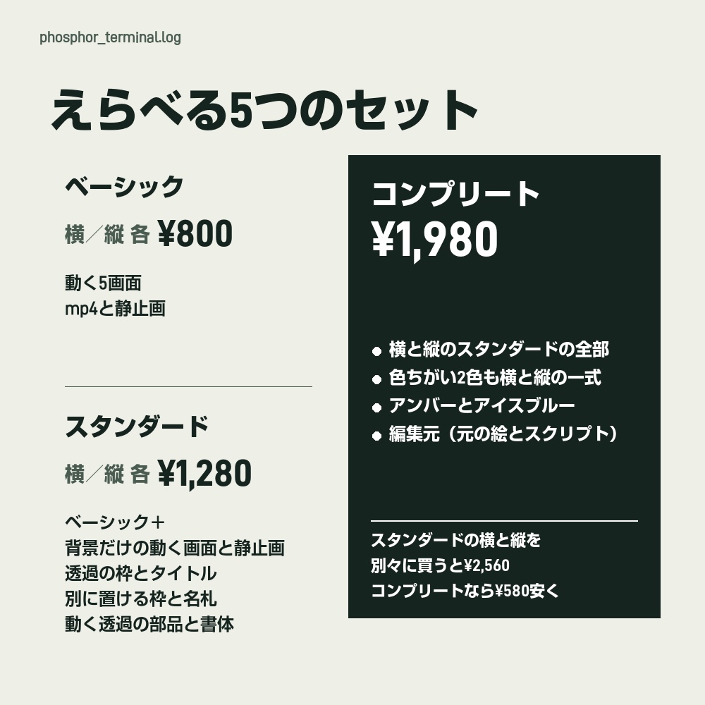 【動く配信画面】さびた金属のレトロな端末機 PHOSPHOR TERMINAL 待機・雑談・ゲーム・離席・終了|横・縦えらべる5セット