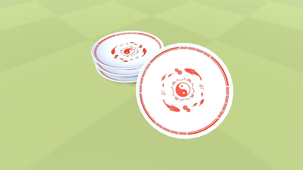 【3Dモデル】中華料理の皿【9パーツ】