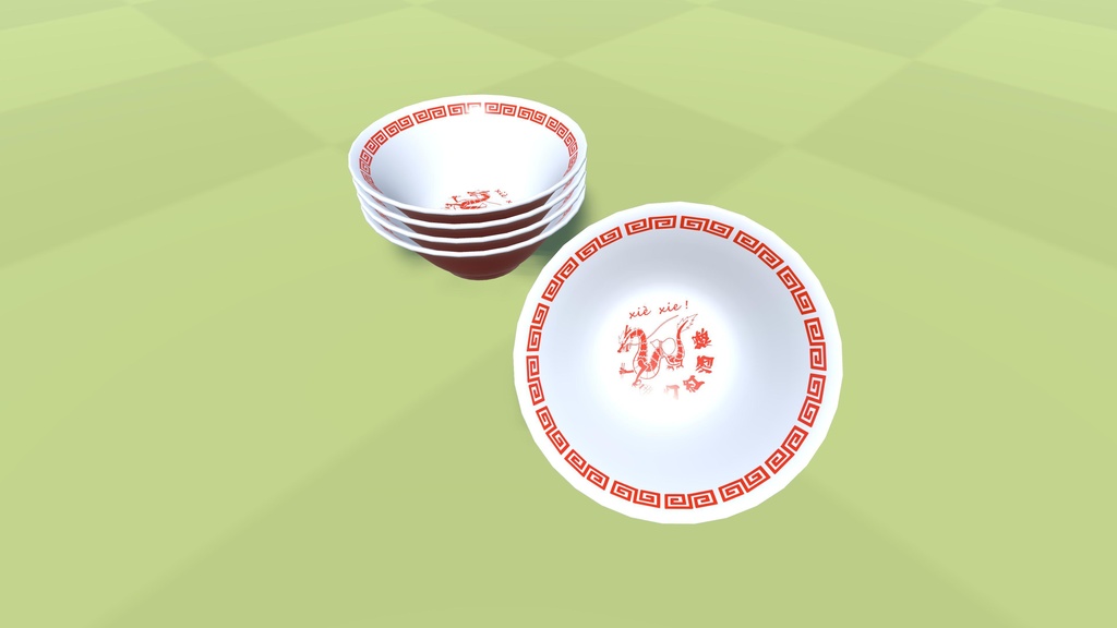 【3Dモデル】中華料理の皿【9パーツ】