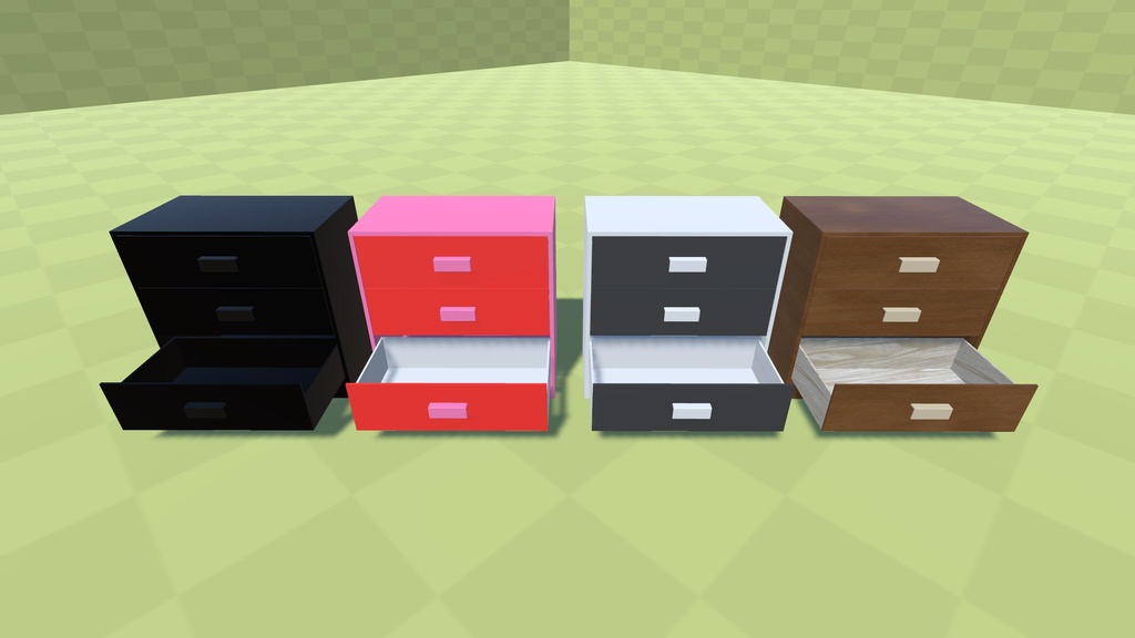 【3Dモデル】普通のタンス【4色】【ギミック付】