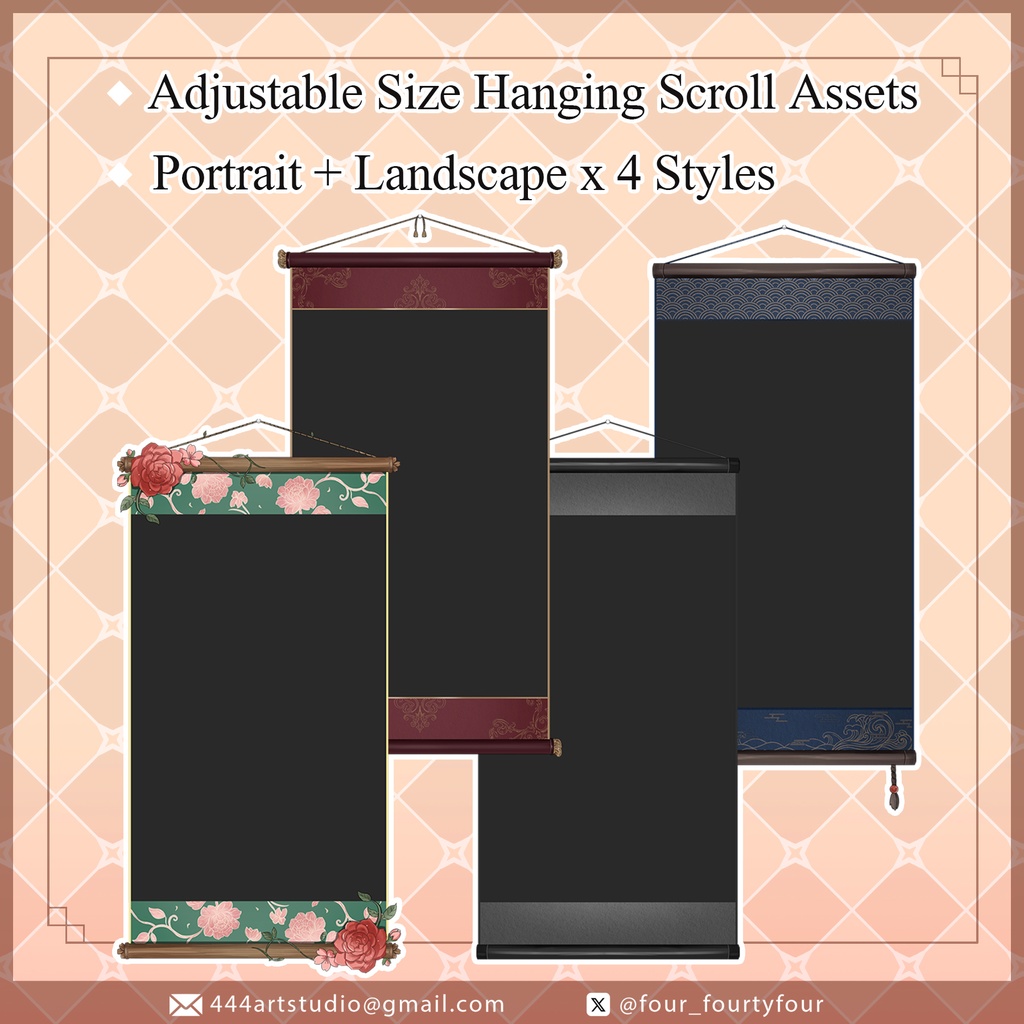 【VTuber向け】サイズ調整可能！掛け軸素材セット