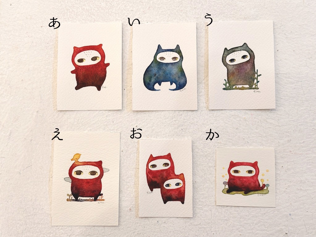 ミニ原画　着ぐるみっぽいねこの仲間