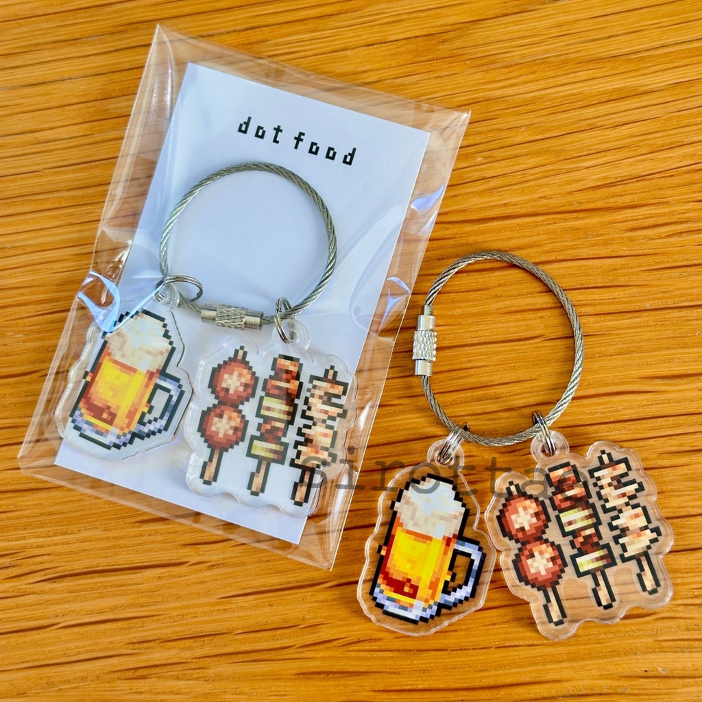 【C107新グッズ】食べ物アクリルキーホルダー　焼き鳥＆ビール