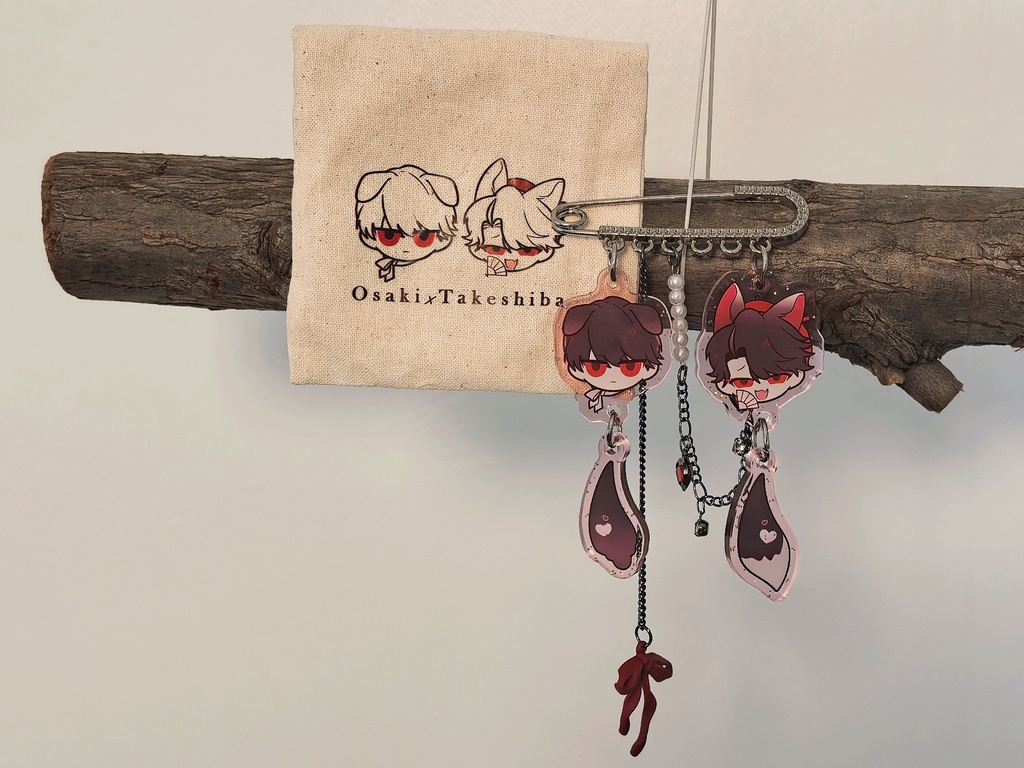 大竹モチーフのチャームとミニポーチのセット