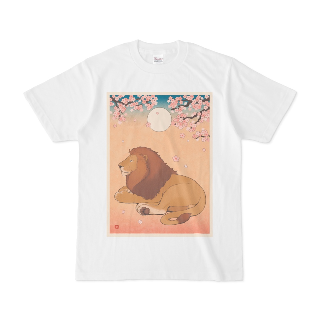 浮世絵風ライオンさんTシャツ(白)