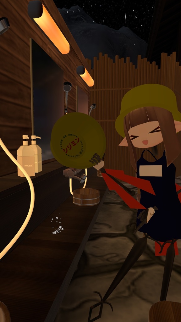 銭湯民族シリーズ第一弾「風呂桶&ヘルメットセット」【VRChat/アバター小物/Quest対応】