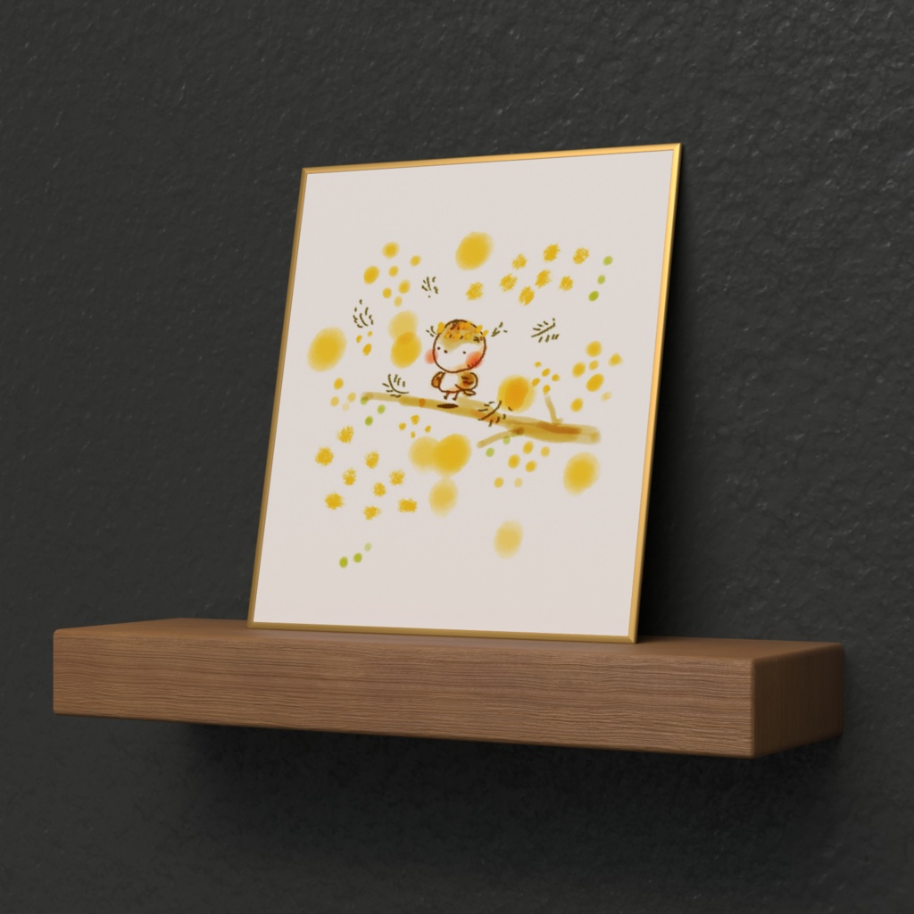 ミニ色紙¦ミモザとおチュン