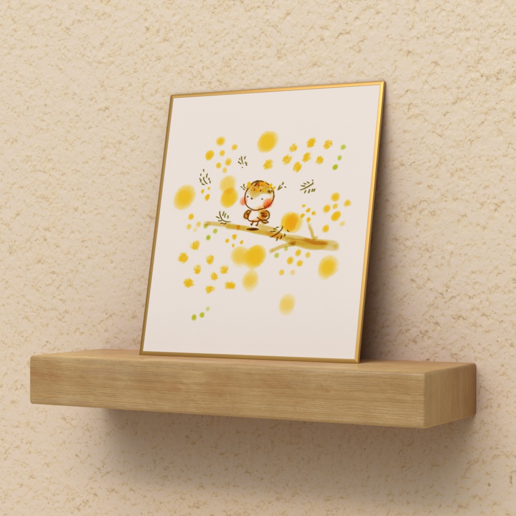 ミニ色紙¦ミモザとおチュン