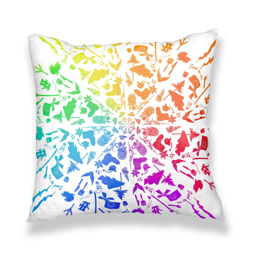 15クッションカバー虹×黒 450×450mm