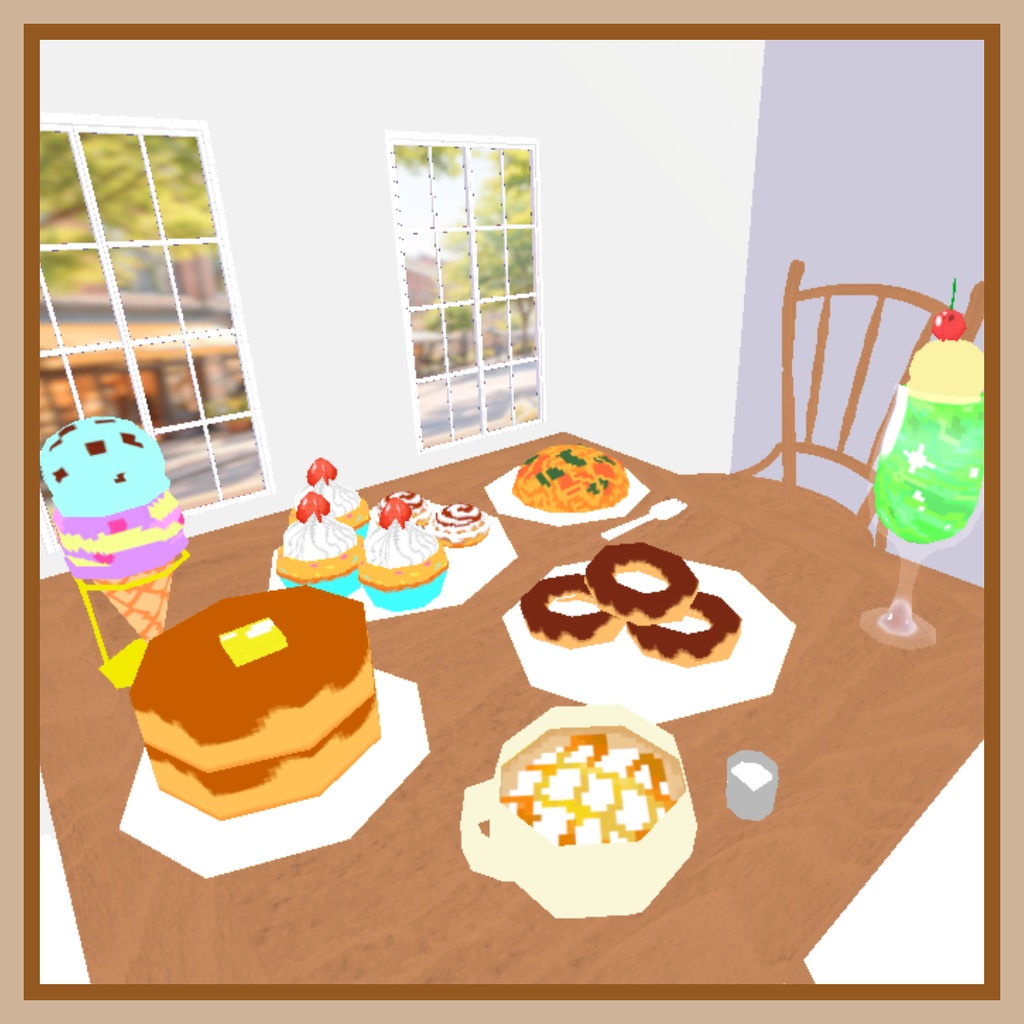 Low-Poly Cafeセット