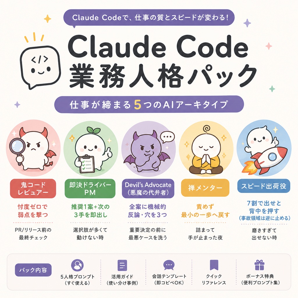 Claude Code 業務人格パック ─ 仕事が締まる5つのAIアーキタイプ